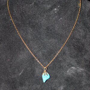 Bronze or Brass Necklace with Turquoise Pendant